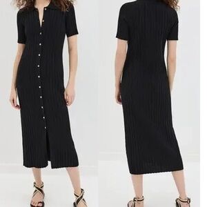 Elegant Black Button-Down Dress